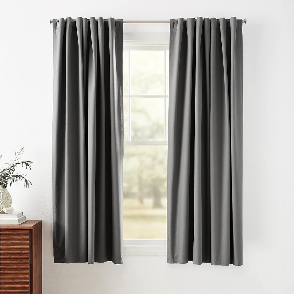 Amazon Basics Dark Grey Blackout Curtain Set
